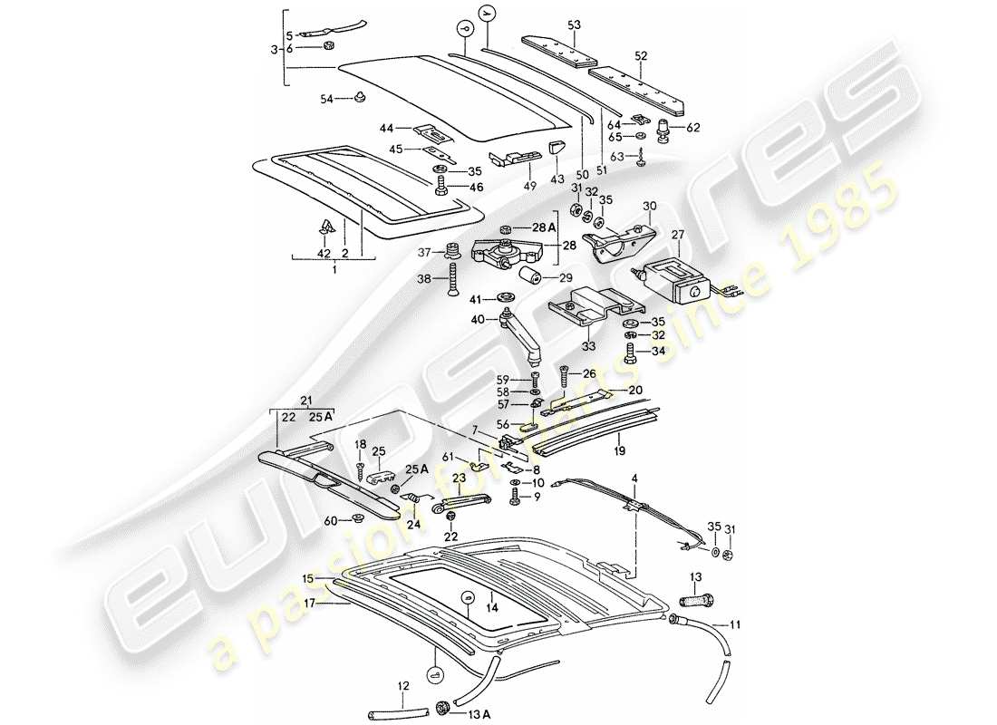 porsche 1994 (993) toit ouvrant schéma des pièces