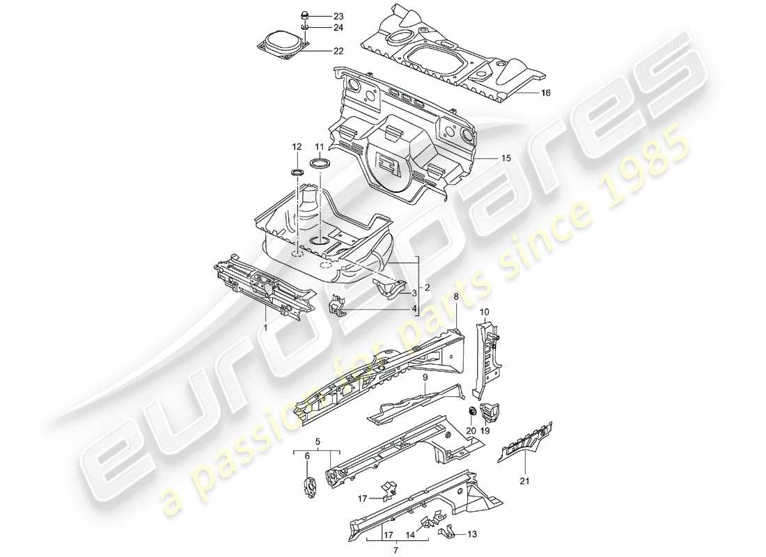 porsche 2001 (996) avant - pièces individuelles schéma des pièces