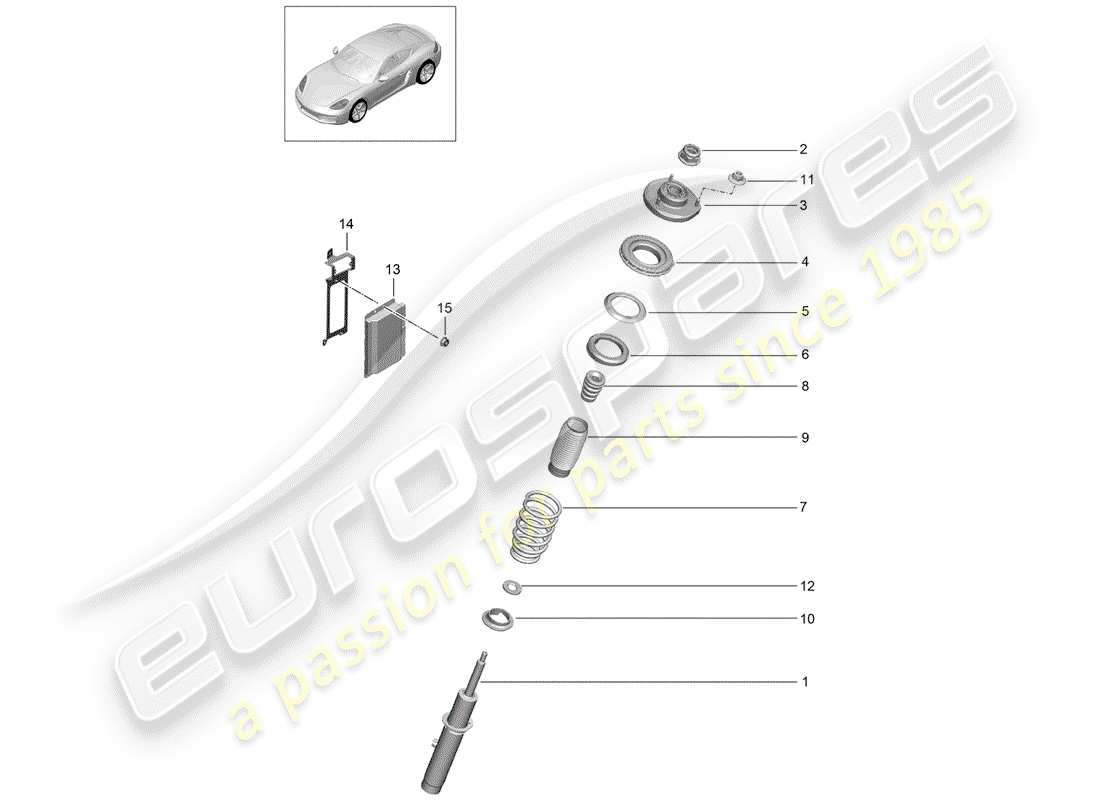 porsche 718 cayman (2020) schéma des pièces de suspension