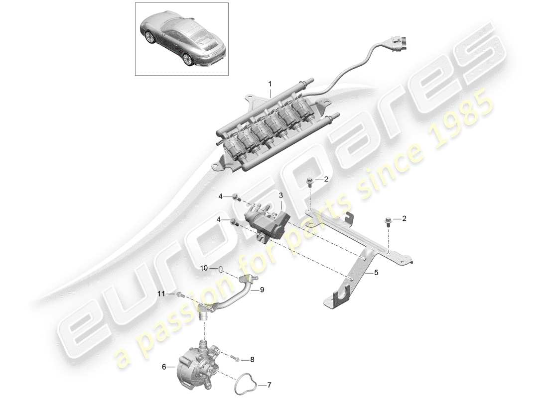 porsche 2018 (991-2) schéma des pièces du système de vide
