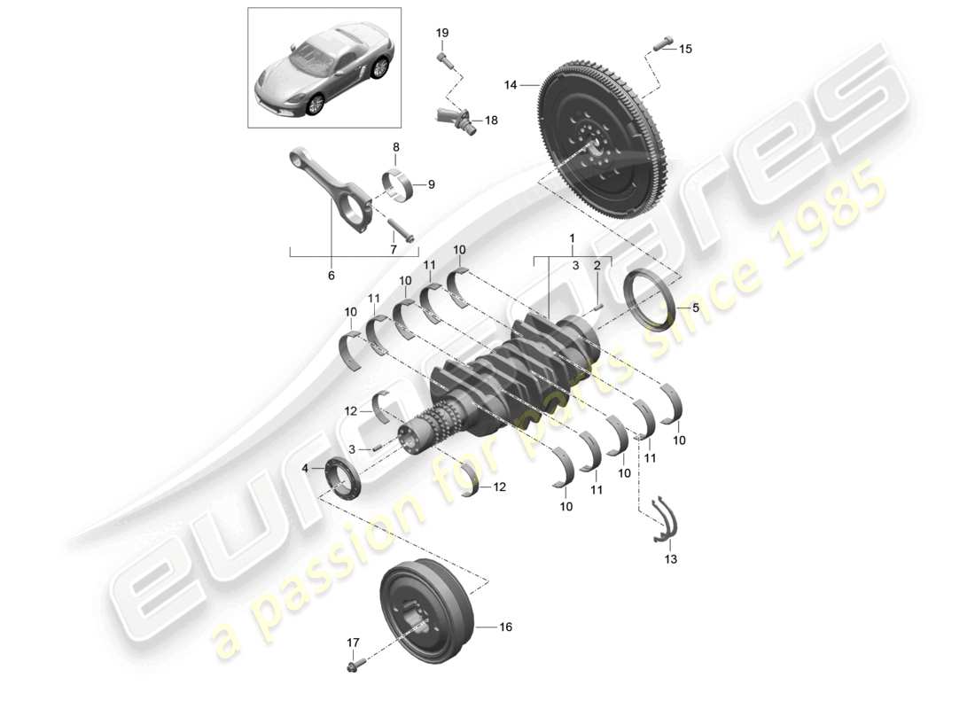 porsche 2020 (718 boxster) vilebrequin schéma des pièces
