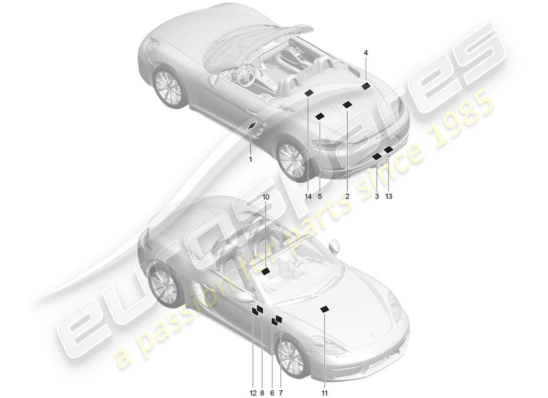 porsche 2017 (718 boxster) signes/avis schéma des pièces