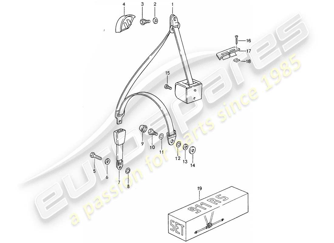 porsche 1994 (993) ceinture de sécurité schéma des pièces