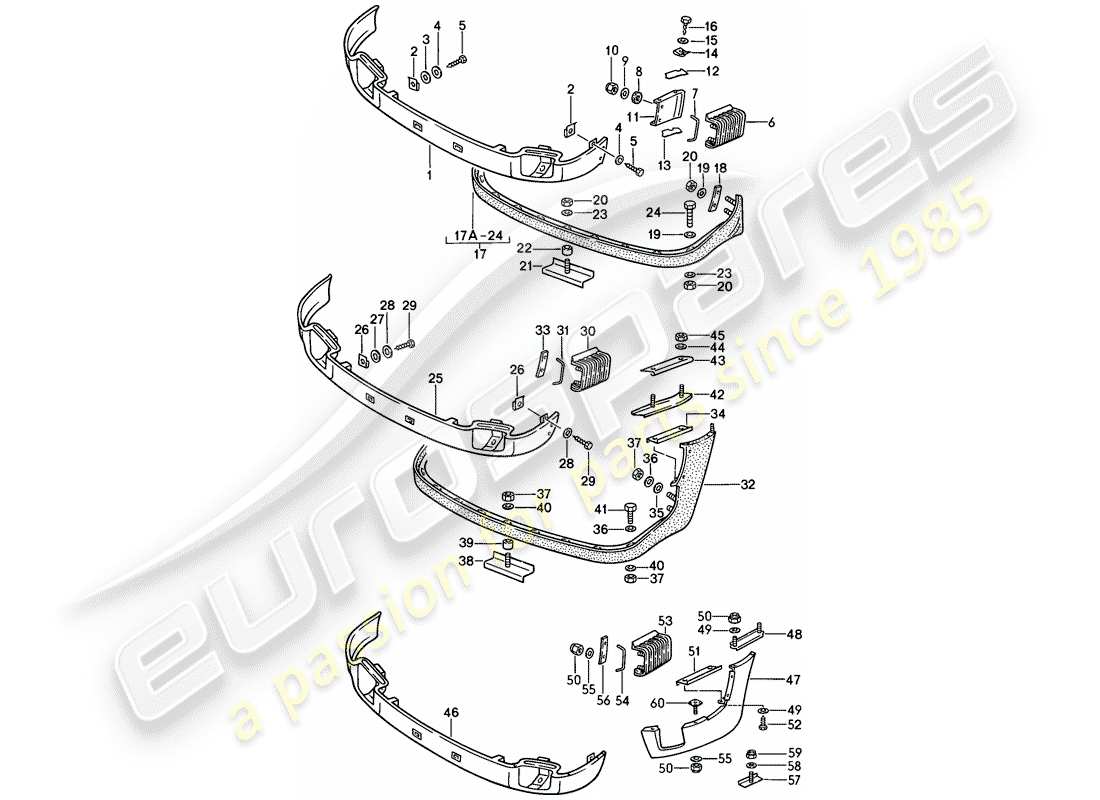 porsche 1986 (911) couvercle pour pare-chocs - spoiler avant - carrera schéma des pièces
