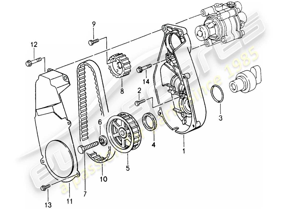 porsche 1996 (993) mécanisme d'entraînement - pompe de direction assistée schéma des pièces