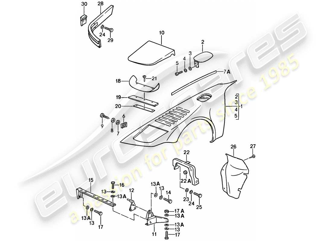 porsche 1988 (911) modèle spécial - conception à nose plate - panneaux extérieurs - aile schéma des pièces
