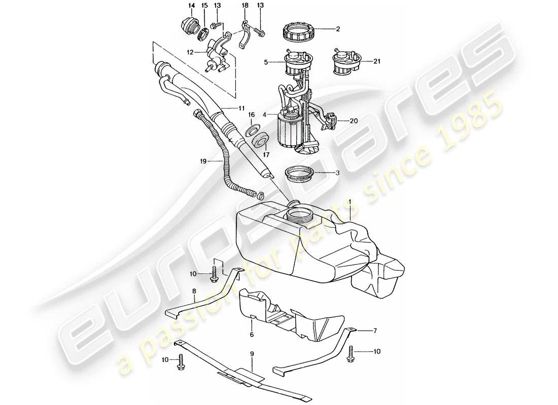 porsche 2005 (996 gt3) réservoir d'essence schéma des pièces