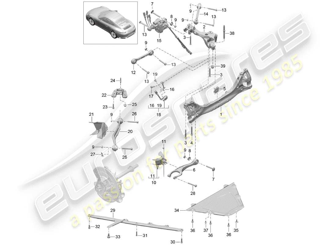 porsche 2019 (991-2 turbo) essieu arrière schéma des pièces