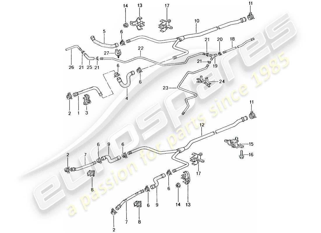 porsche 2000 (986 boxster) refroidissement par eau schéma des pièces