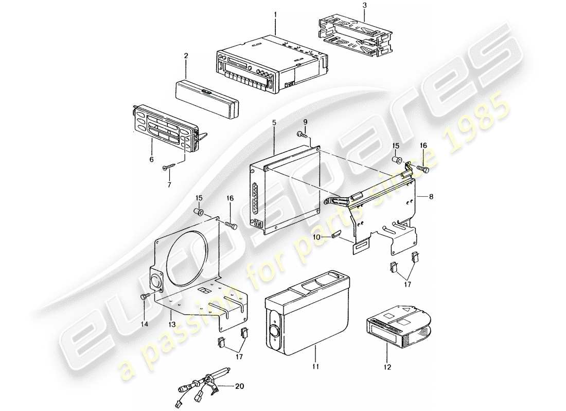 porsche 2000 (986 boxster) unité radio - amplificateur - d >> - mj 2002 schéma des pièces