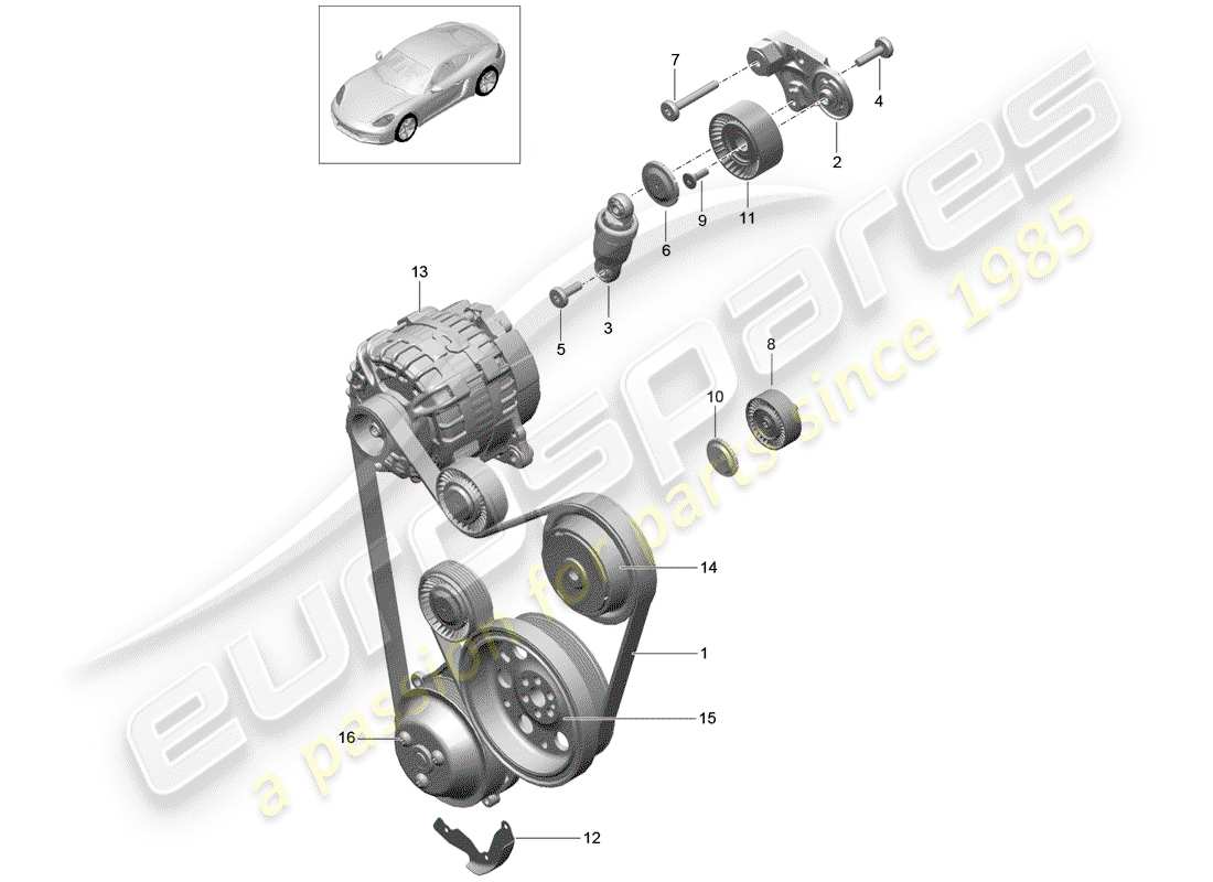 porsche 2020 (718 cayman) amortisseur de tension de courroie schéma des pièces