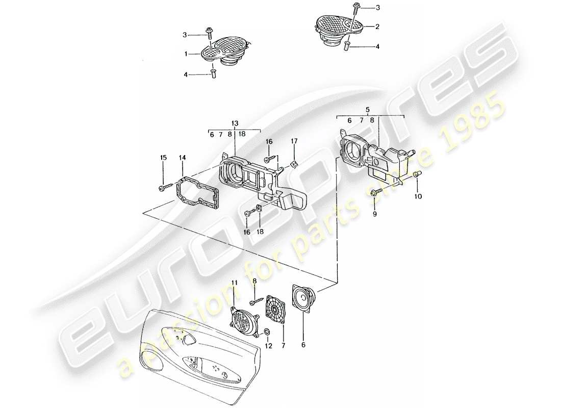 porsche 1997 (986 boxster) haut-parleur - haut-parleur - m 680/mj.02- - voir illustration : schéma des pièces
