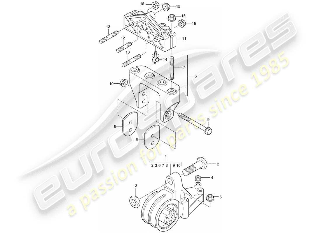 porsche 2006 (carrera gt) suspension du moteur schéma des pièces