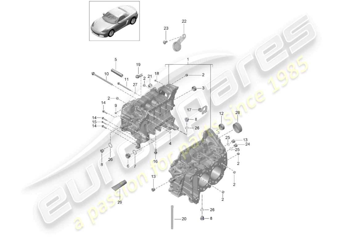porsche 2020 (718 boxster) carter moteur schéma des pièces