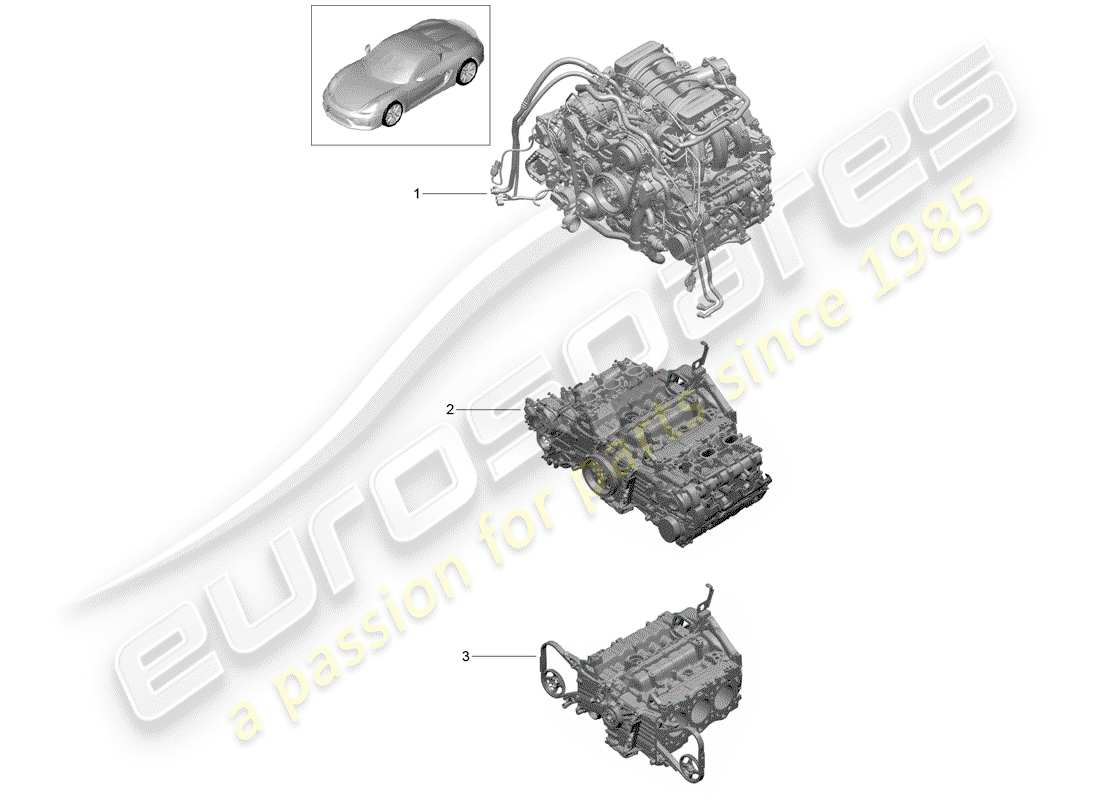 porsche 2016 (981 boxster spyder) moteur de remplacement schéma des pièces