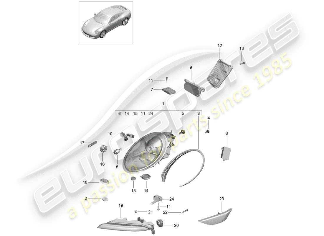 porsche 2017 (991-2) schéma des pièces des phares