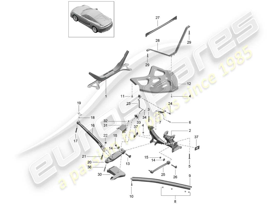 porsche 2016 (981 cayman gt4) essieu arrière schéma des pièces