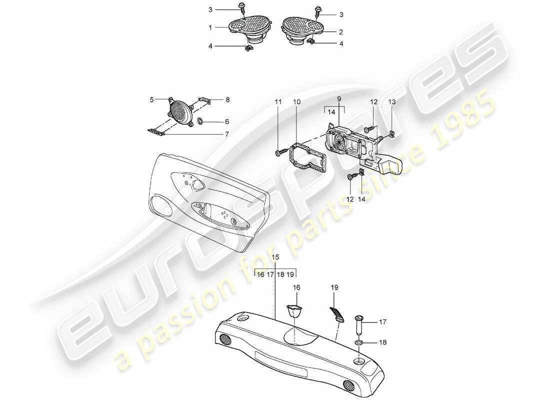 porsche 2002 (986 boxster) haut-parleur - d - mj 2002>> schéma des pièces