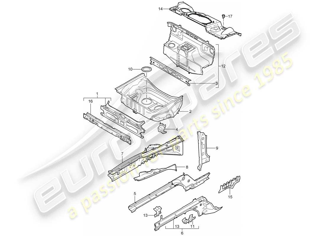 porsche 2005 (987 boxster) schéma des pièces front end