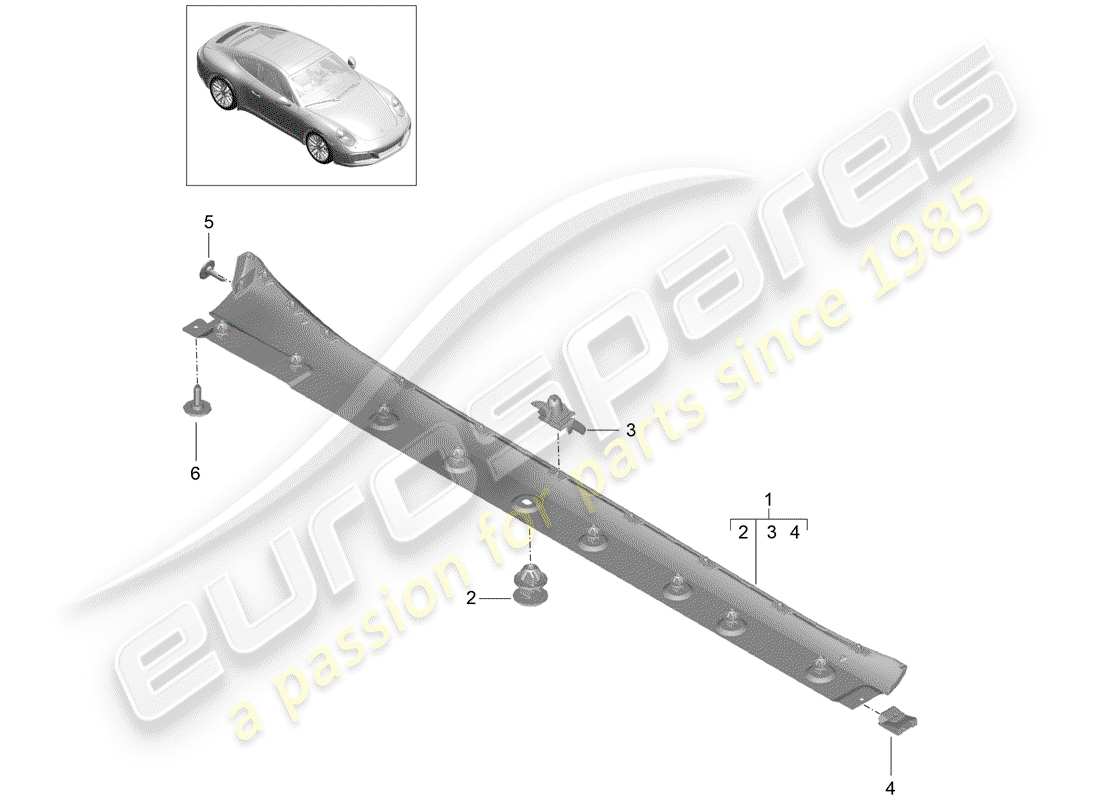 porsche 2017 (991-2) garniture de membre latéral schéma des pièces