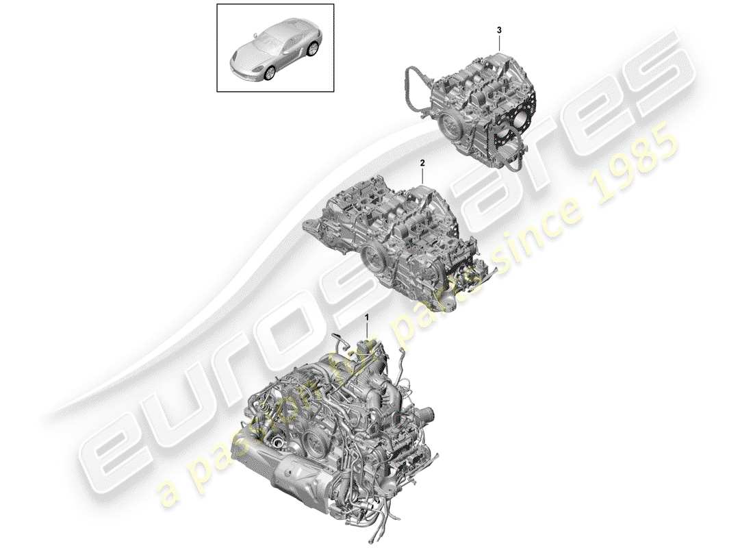porsche 2018 (718 cayman) moteur de remplacement schéma des pièces