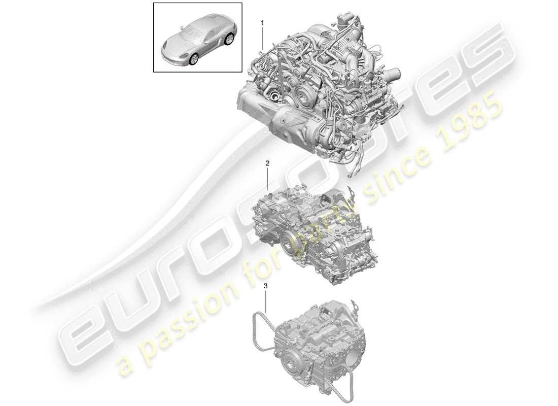 porsche 2018 (718 cayman) moteur de remplacement schéma des pièces