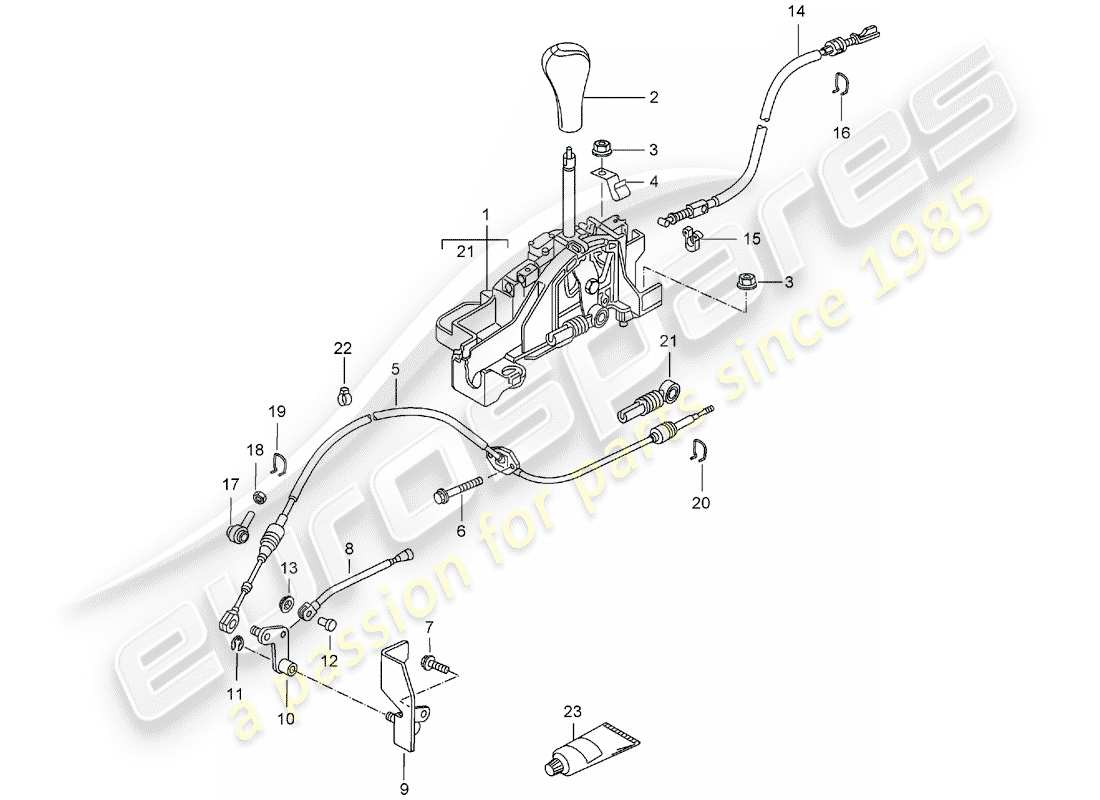 porsche 2000 (986 boxster) levier sélecteur - tiptronic schéma des pièces