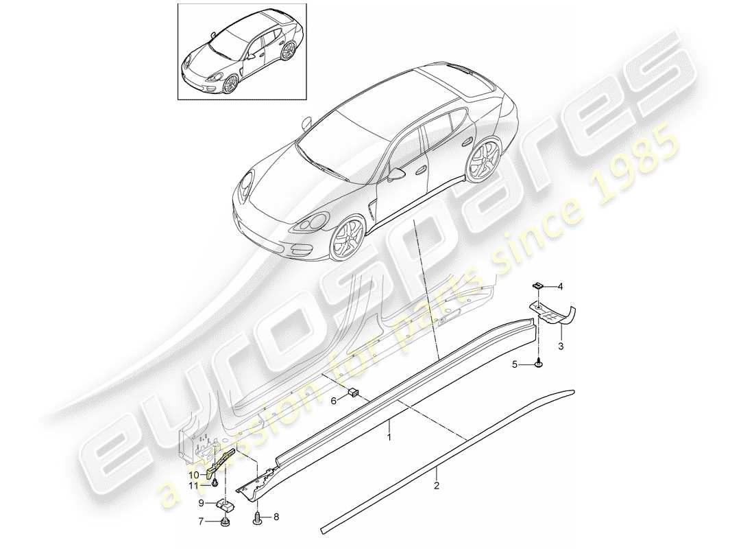 porsche 2012 (panamera 970) garniture de longeron schéma des pièces