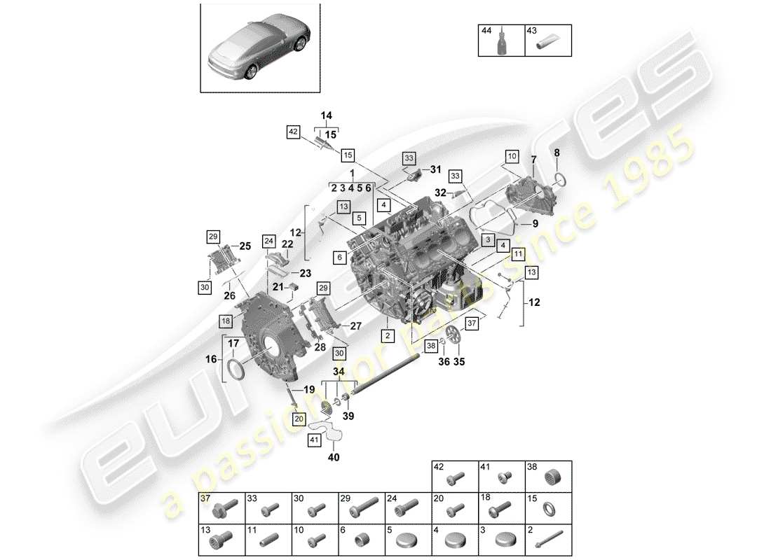 porsche 2019 (panamera 971-1) carter moteur schéma des pièces