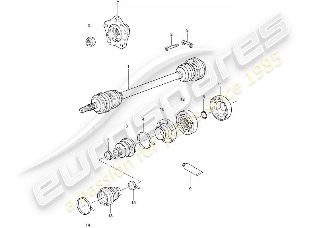 porsche 2003 (986 boxster) arbre de transmission - moyeu de roue - d - mj 2003>> schéma des pièces