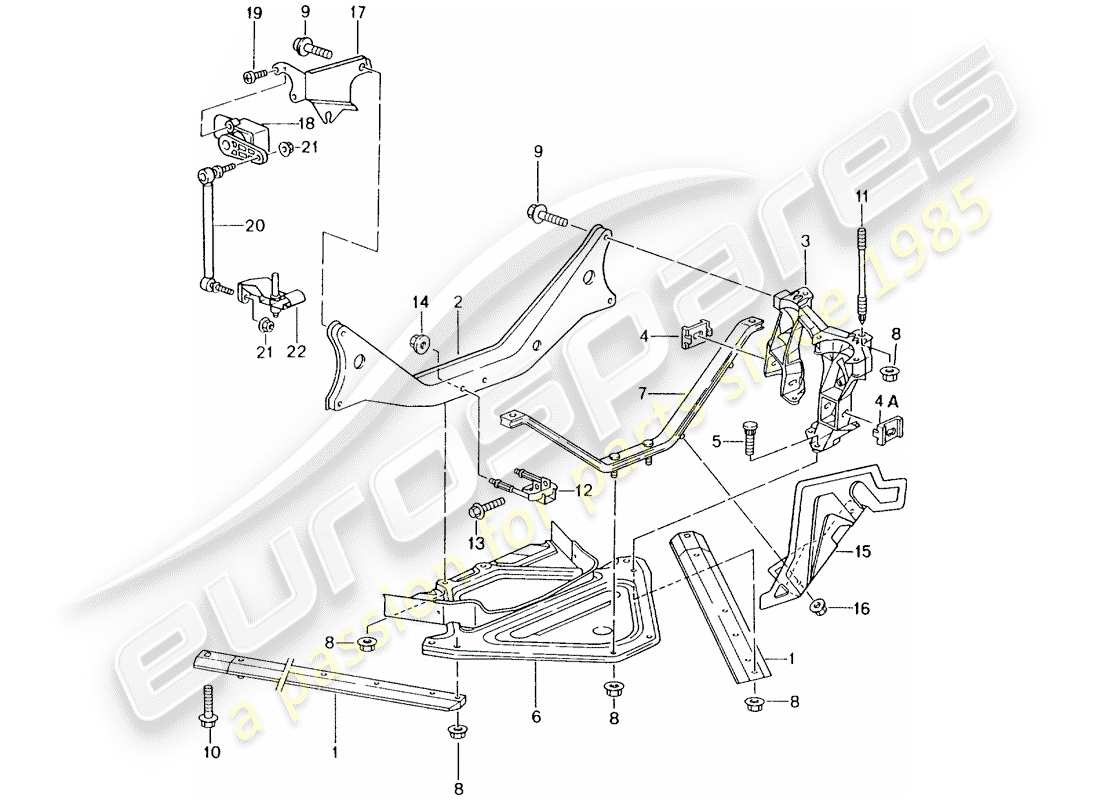 porsche 1998 (986 boxster) essieu arrière - panneau latéral - support schéma des pièces