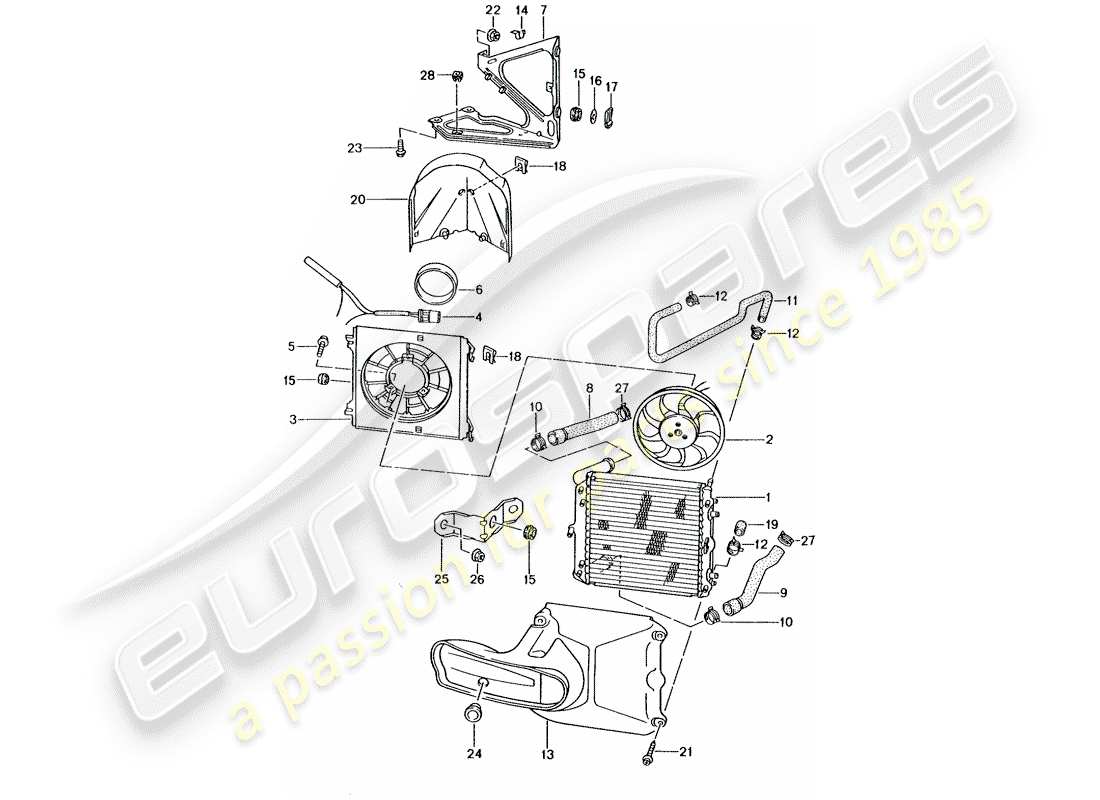 porsche 1998 (986 boxster) refroidissement par eau schéma des pièces