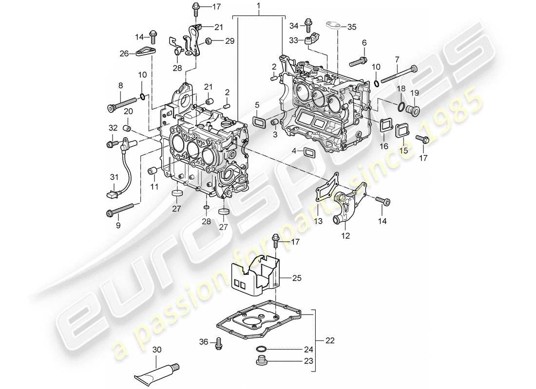porsche 2005 (987 boxster) carter moteur schéma des pièces