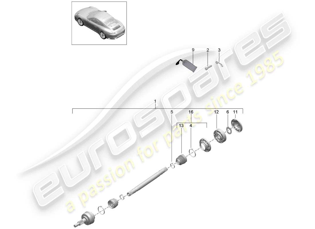 porsche 2017 (991-2) arbre de transmission schéma des pièces