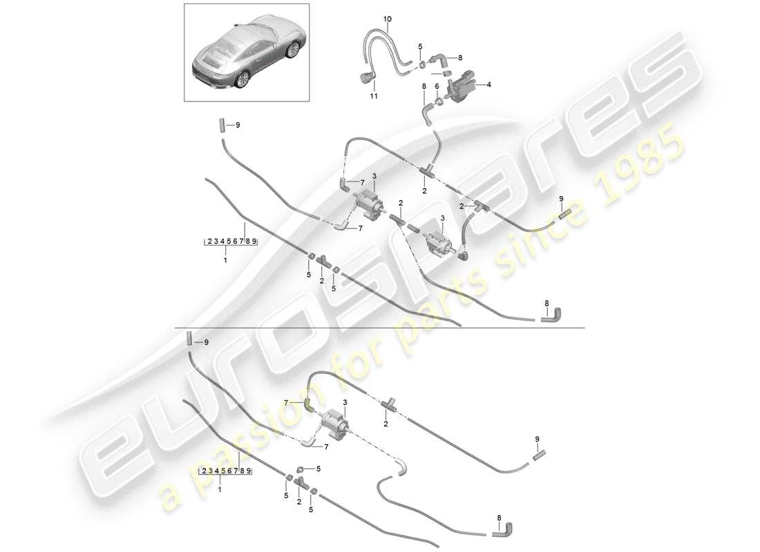 porsche 2017 (991-2) schéma des pièces du filtre à air