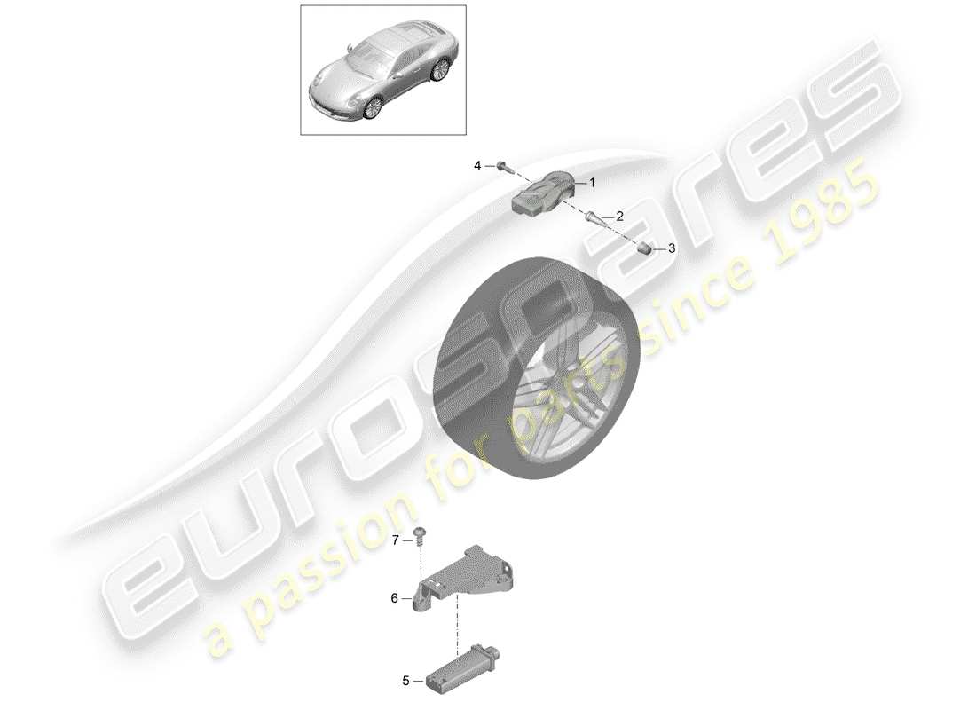 porsche 2017 (991-2) système de contrôle de la pression des pneus schéma des pièces