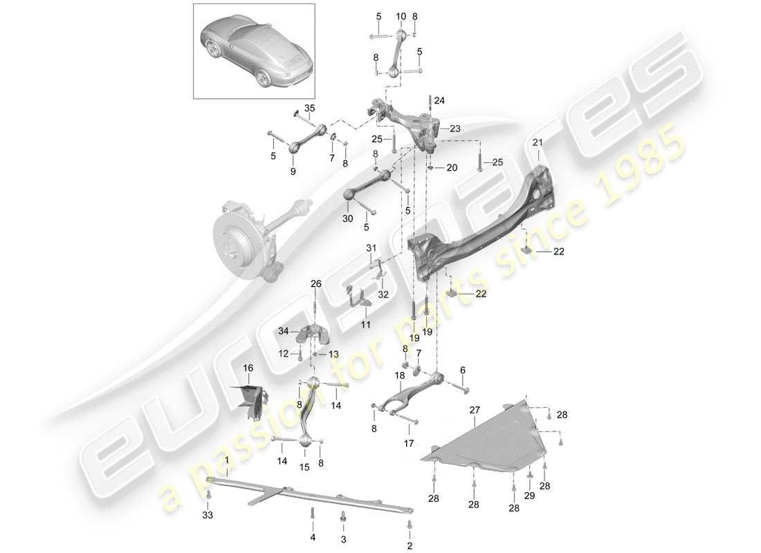 porsche 2013 (991-1) essieu arrière schéma des pièces