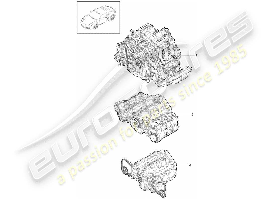 porsche 2010 (987 boxster) moteur de remplacement schéma des pièces