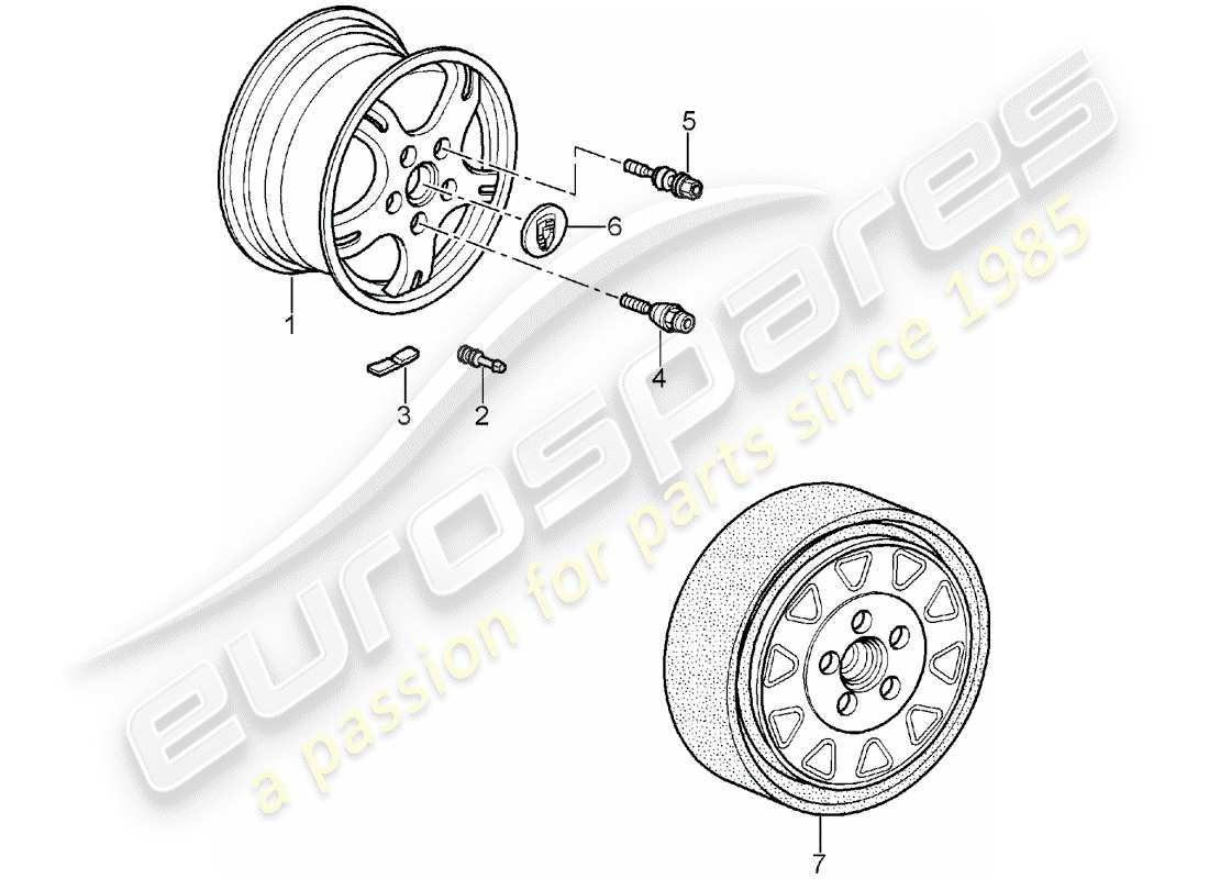 porsche 2005 (987 boxster) roues schéma des pièces