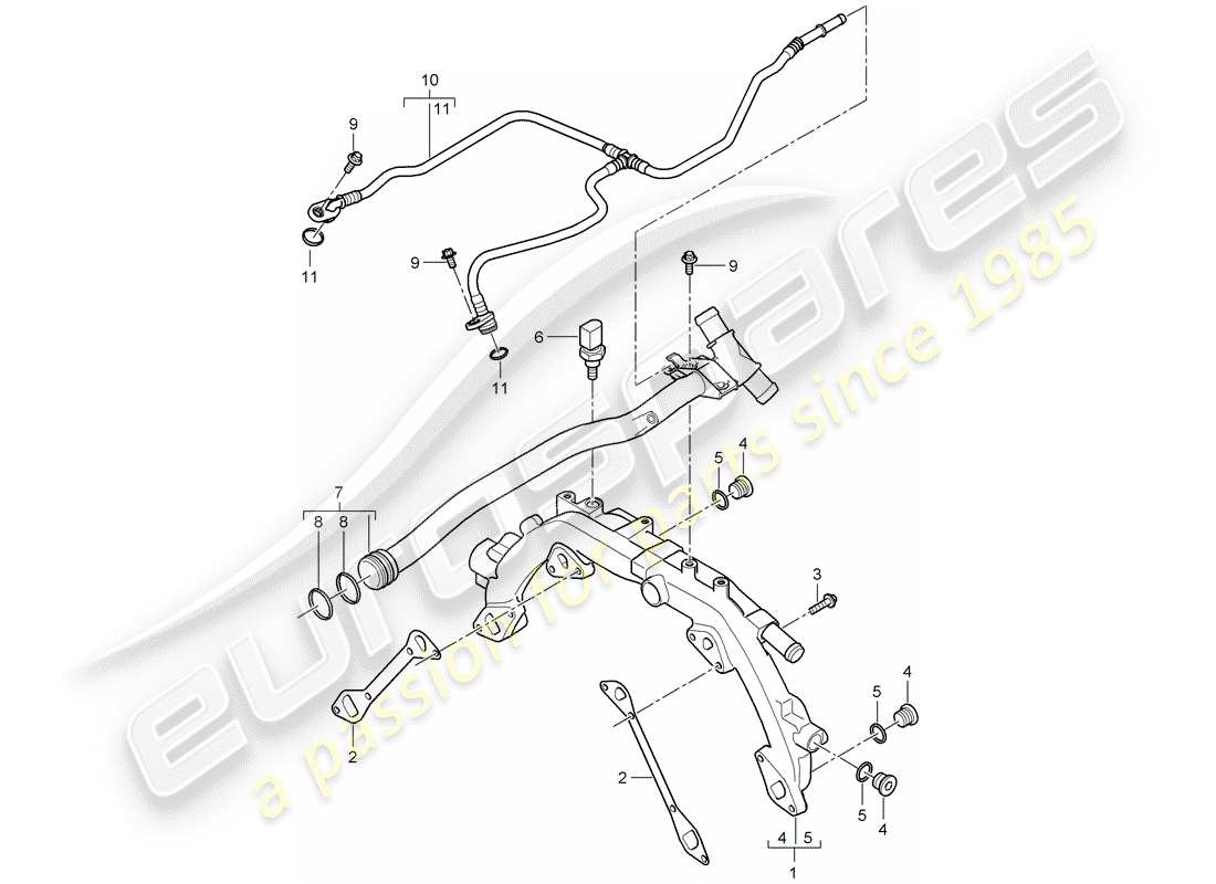 porsche 2007 (cayenne e1 9pa) refroidissement par eau 1 schéma des pièces