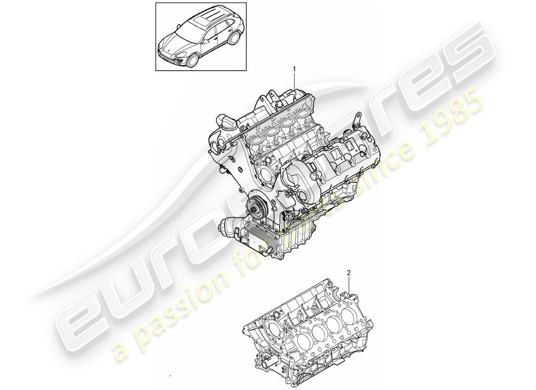 porsche 2007 (cayenne e1 9pa) long bloc schéma des pièces