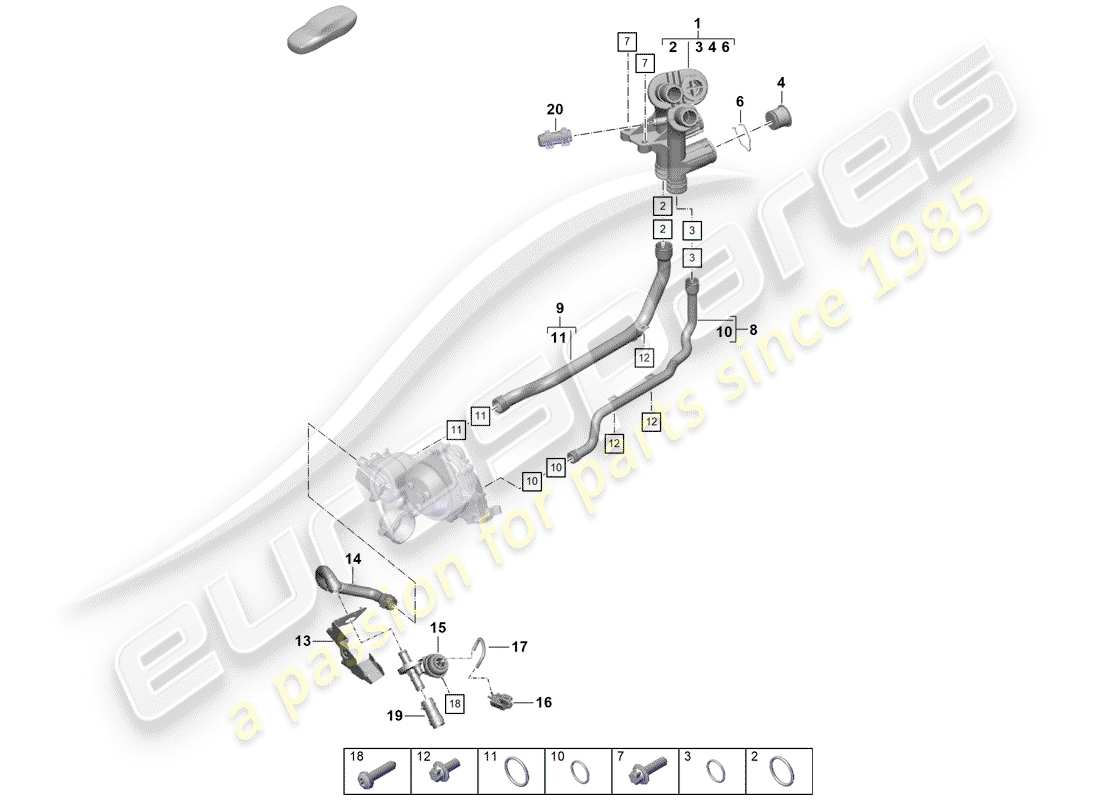 porsche 2020 (718 boxster spyder) refroidissement par eau schéma des pièces
