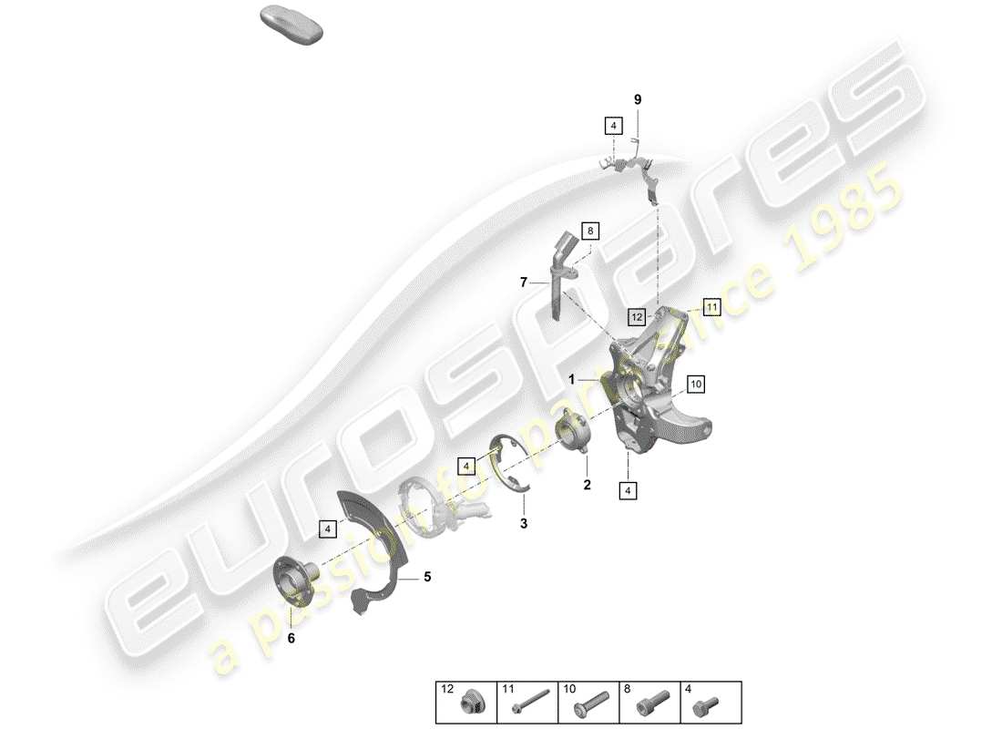 porsche 2020 (718 boxster spyder) support de roue schéma des pièces