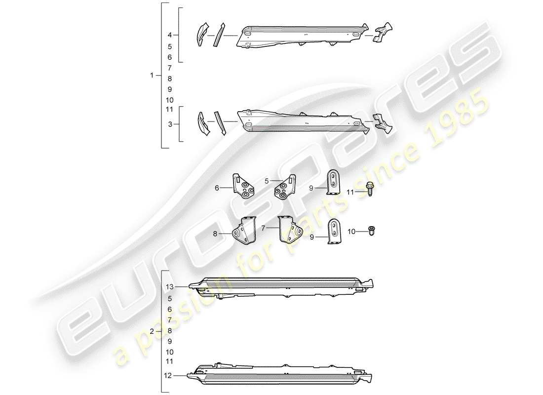 porsche 2011 (tequipment cayenne) garniture de membre latéral schéma des pièces