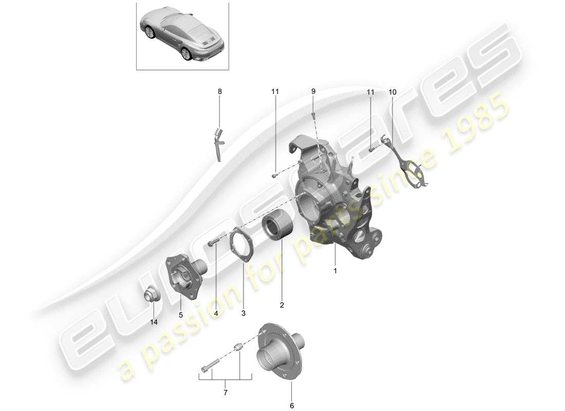 porsche 991 turbo (2017) essieu arrière schéma des pièces