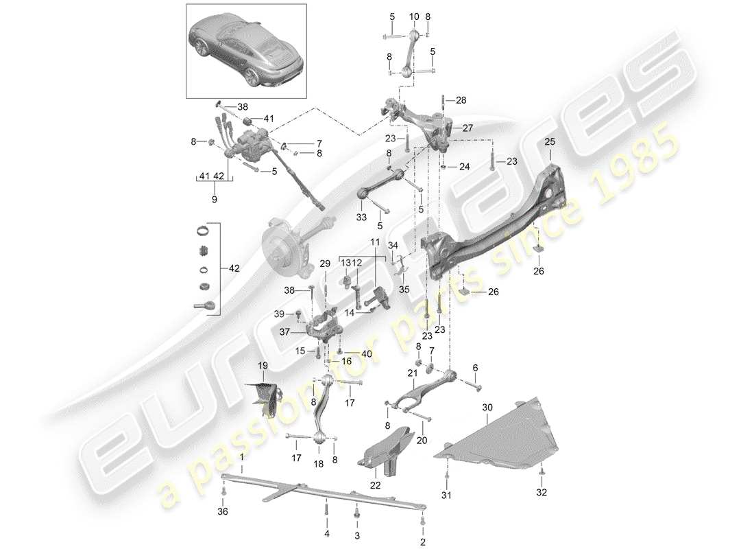 porsche 2017 (991-2 turbo) essieu arrière schéma des pièces