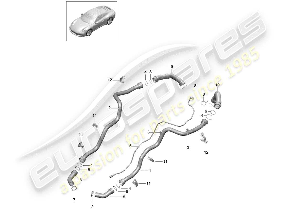 porsche 2017 (991-2) refroidissement par eau schéma des pièces