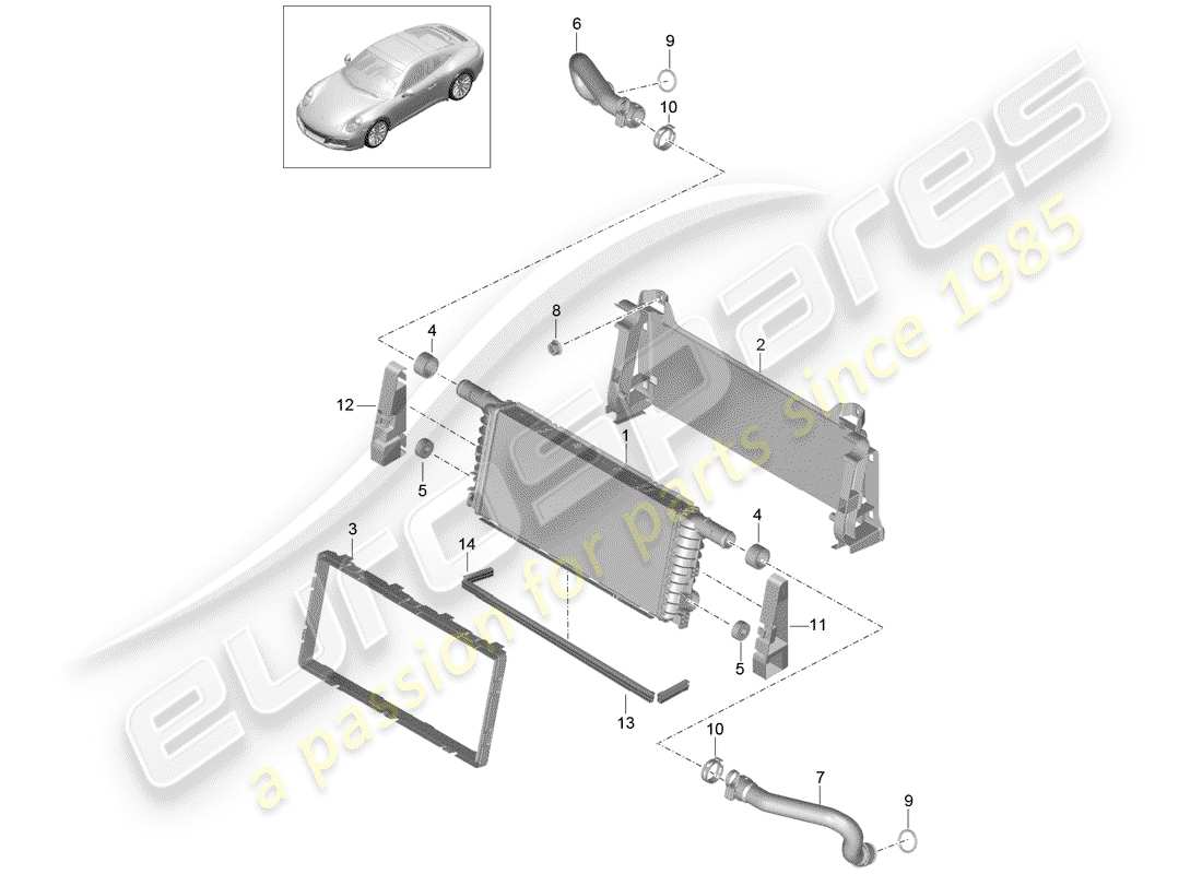 porsche 2017 (991-2) schéma des pièces du radiateur