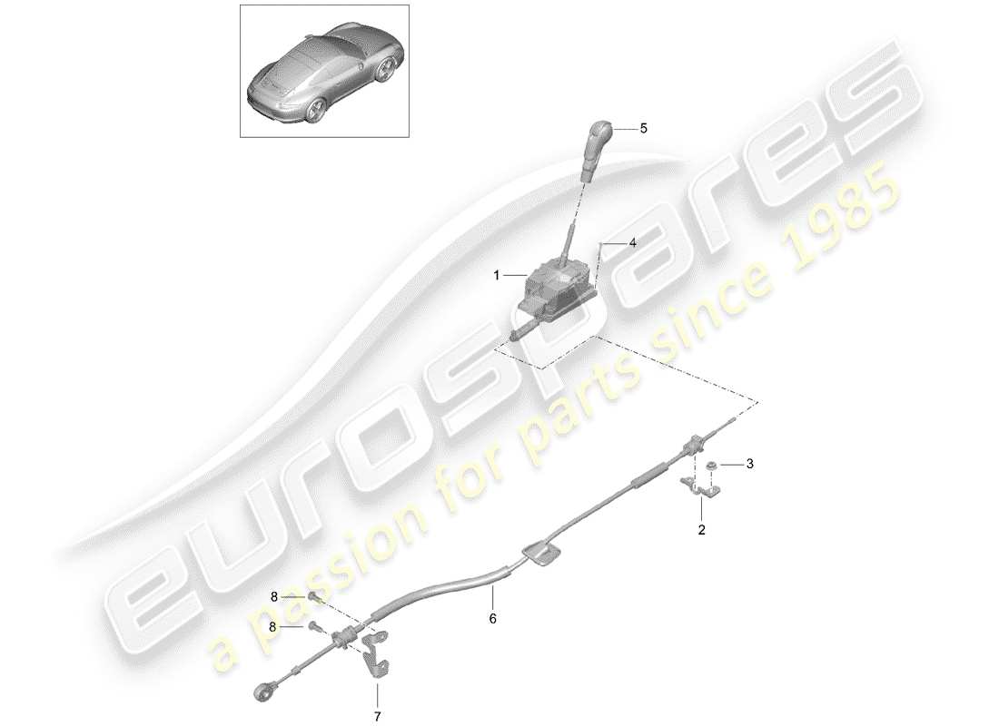 porsche 2012 (991-1) levier sélecteur schéma des pièces
