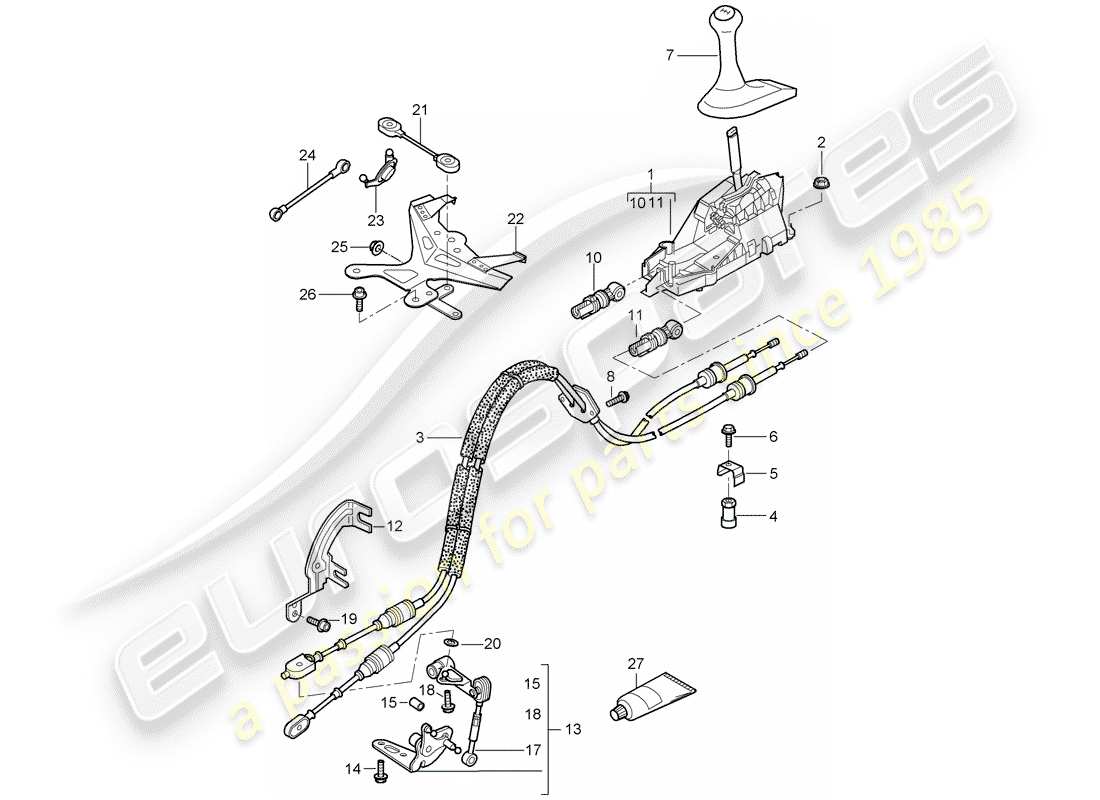 porsche 2005 (987 boxster) diagramme de pièce de commande de transmission